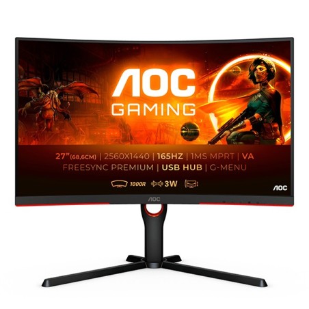 Monitor AOC VA 27" QHD Curvo 1MS 165HZ CQ27G3SU/BK