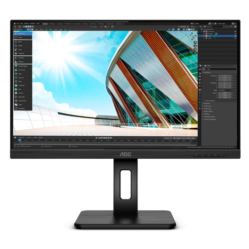 Monitor Profissional AOC 24P2C 23.8"   Full HD   Multimedia   Preto