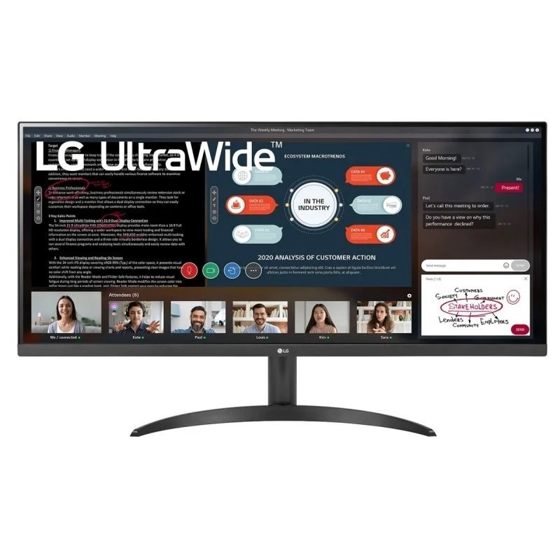 Monitor Profissional Ultrapanorámico LG 34WP500-B 34"  WFHD  Preto