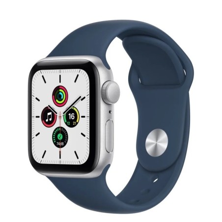 Apple Watch SE GPS 40 mm Caixa Aluminio Silver Correia Deportiva Azul Abismo