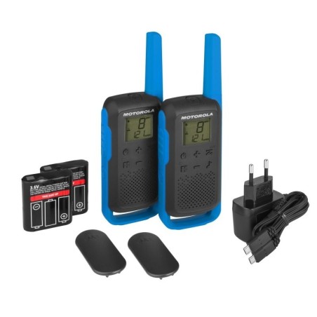 Motorola T62 Walkie Talkie 8Km 16CH Azul e Preto