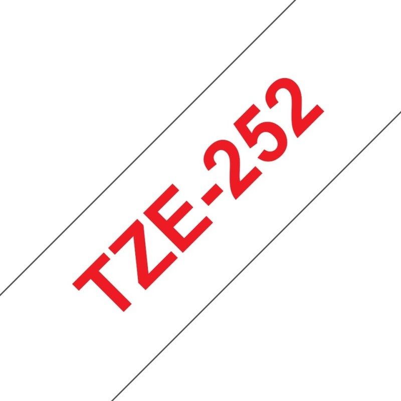 Fita Compatível Brother TZe252 Laminada Texto Vermelho em Fundo Branco 24mm x 8 metros Fita Compatível Brother TZe252 Laminada Texto Vermelho em Fundo Branco 24mm x 8 metros